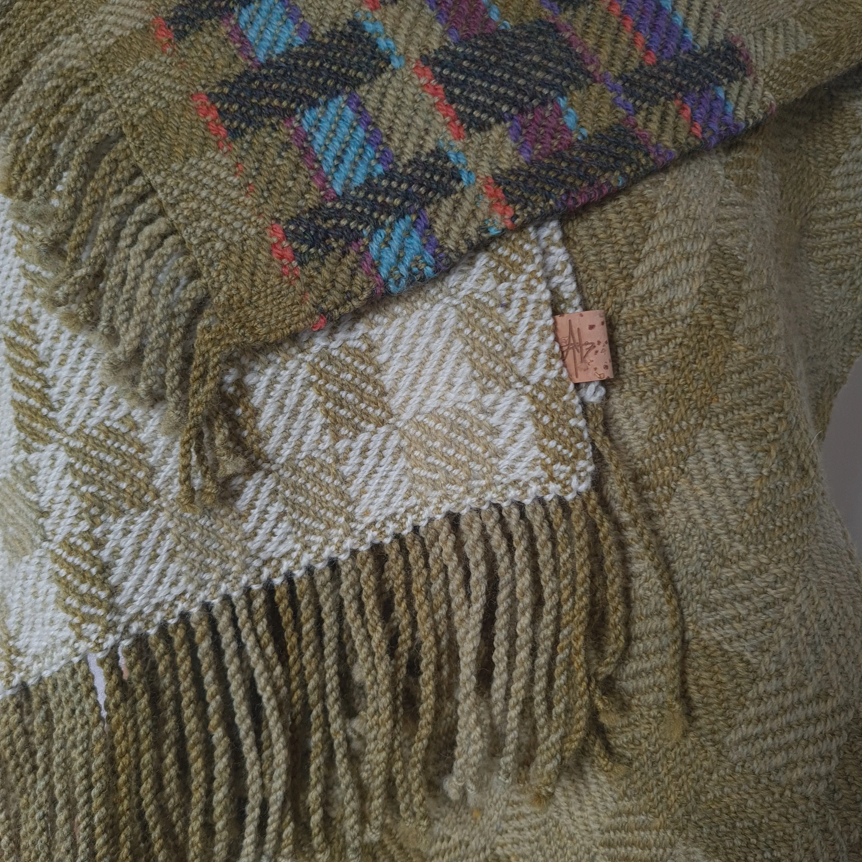 Olive Twill Block Scarf