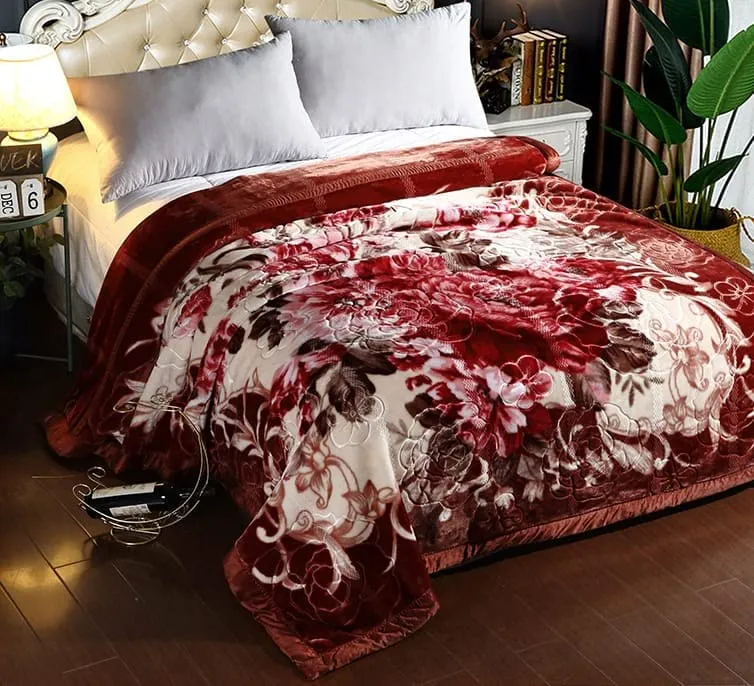OMAJA HOME Cloudy Super Soft Fabric Floral Printed Mink Heavy Duty Luxury Ultra 2 Ply Single Bed Blanket for Heavy Winters with English Colors & Stylish Bag Packing (Pack of 1) Multicolor#33