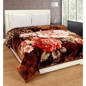 OMAJA HOME Floral Embossed Single Bed Mink Blanket for Winter | Soft and Plush Flower Print Winter Blankets | Soft & Warm Queen Size (Pack of 1) #15