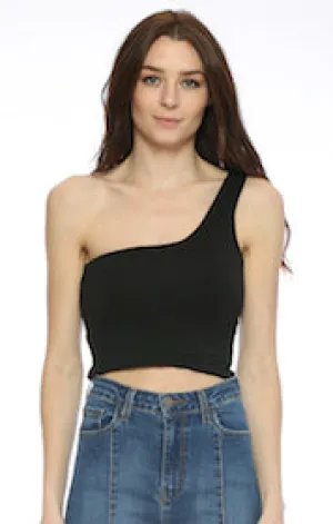 One shoulder cropped design double layer