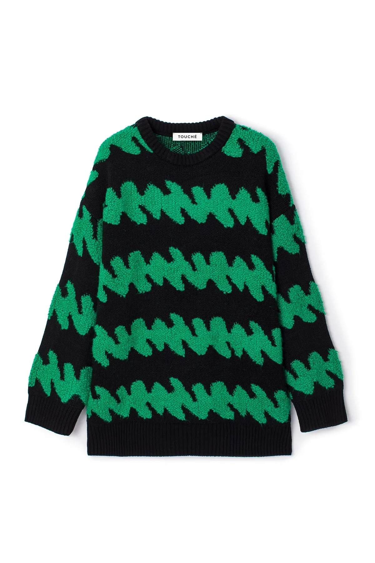 OVERSIZE CREW NECK PATTERNED SWEATER