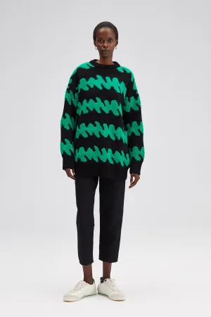 OVERSIZE CREW NECK PATTERNED SWEATER
