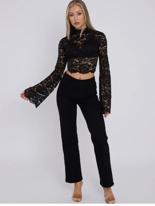 Padded Bust Lace Detail Crop Top
