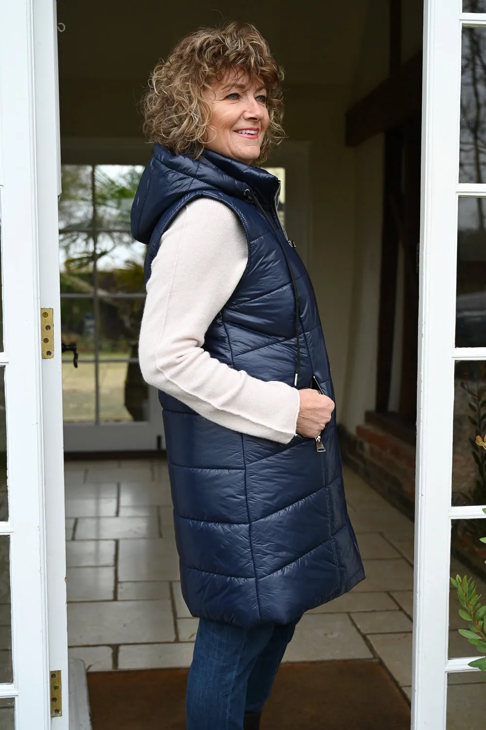 Padded Longline Gilet - Petite | Navy