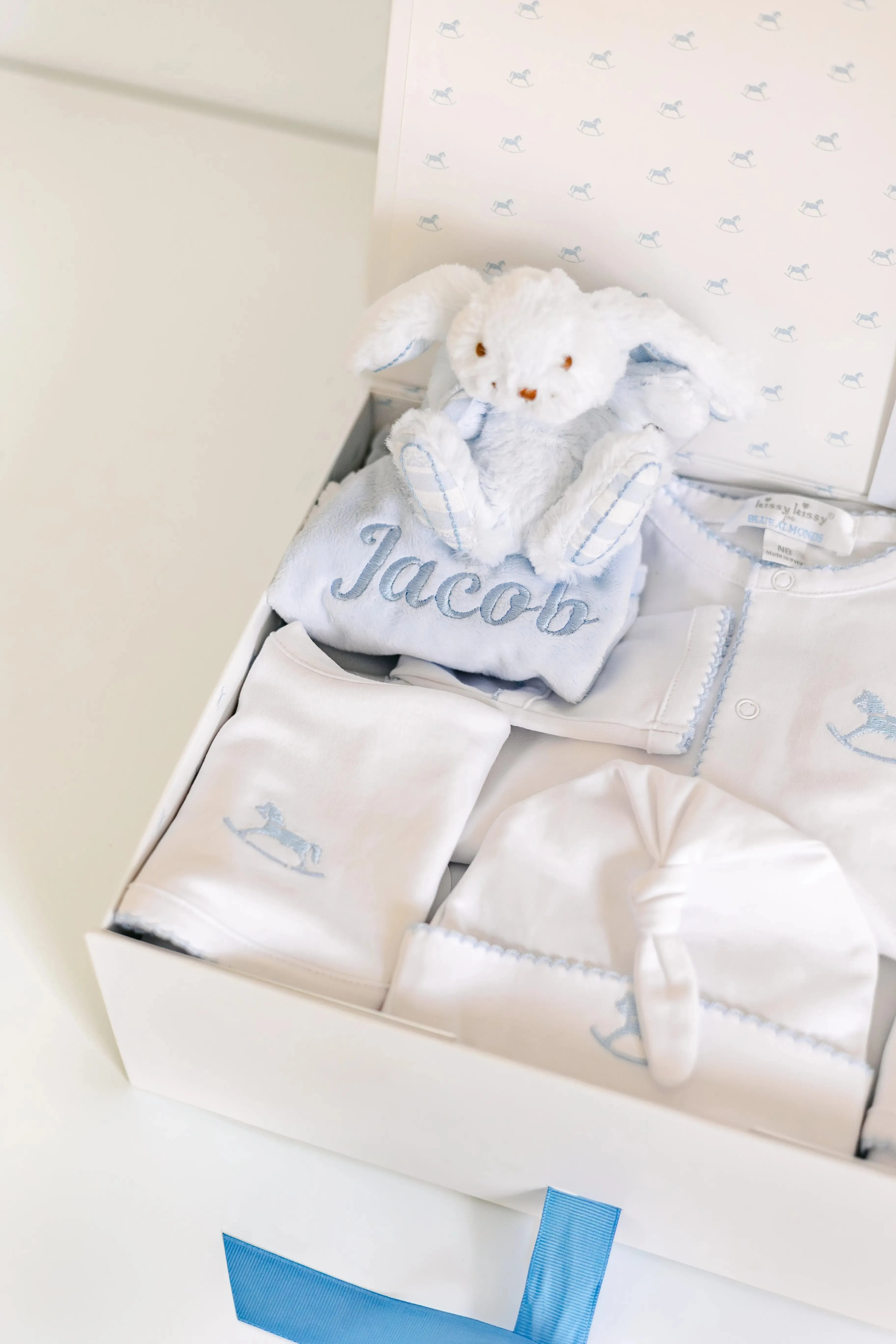 Personalised blue Signature baby gift set