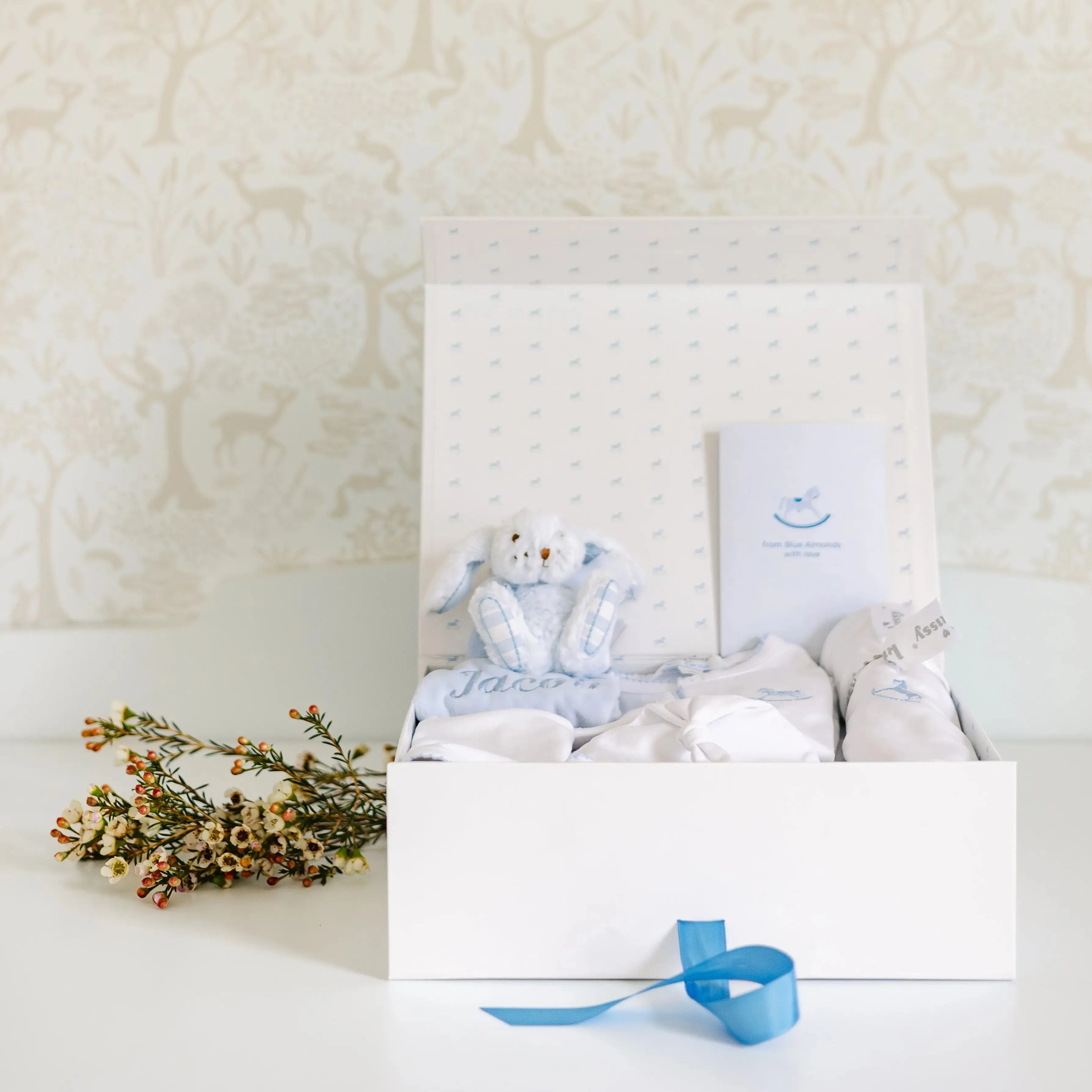 Personalised blue Signature baby gift set