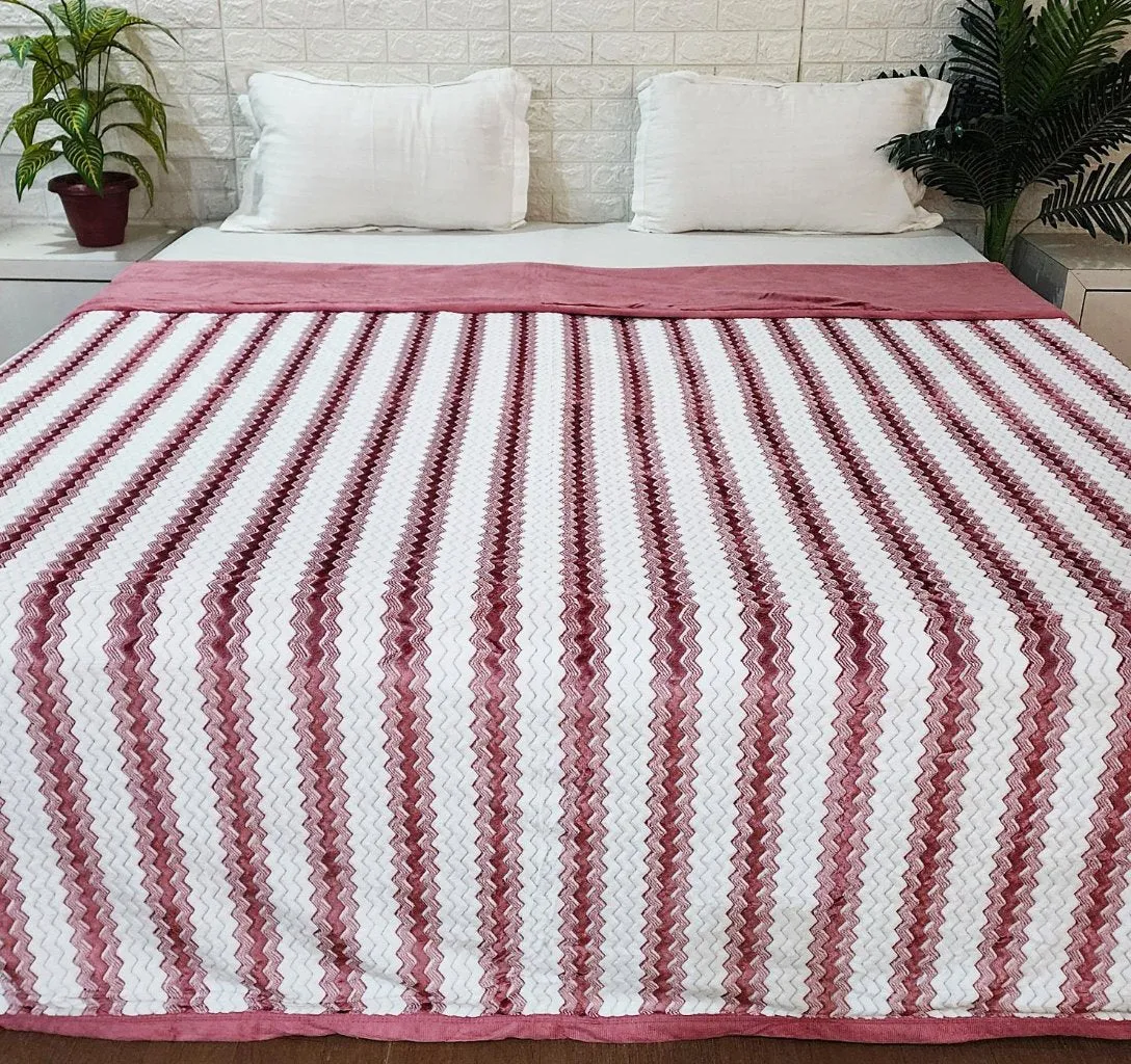 Pink and White Stripes Warm Duvet Cover