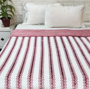 Pink and White Stripes Warm Duvet Cover