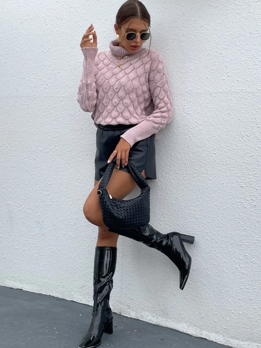 Pink Frost Womens Turtleneck Sweater