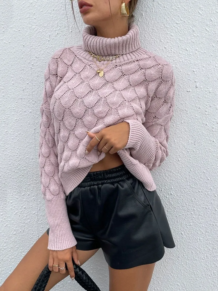 Pink Frost Womens Turtleneck Sweater