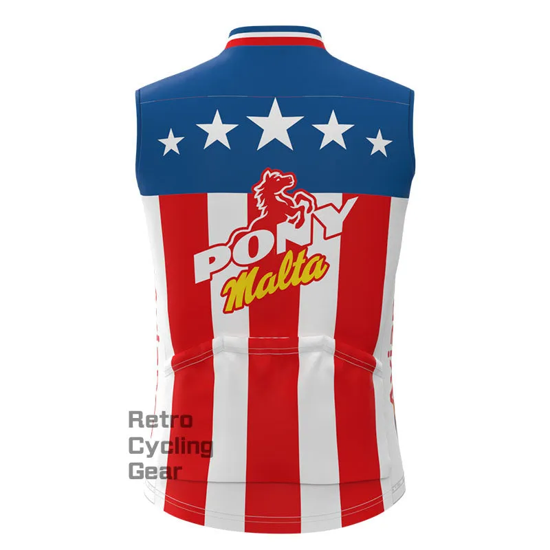 Pony Blue Fleece Retro Cycling Vest