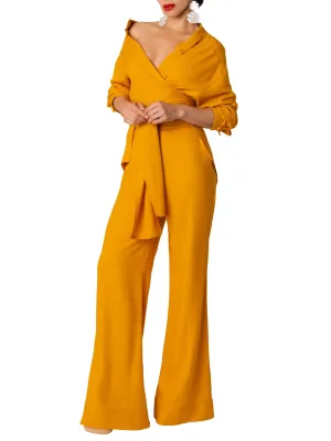"Casa Del Mar" Yellow High Waist Wide Leg Pants