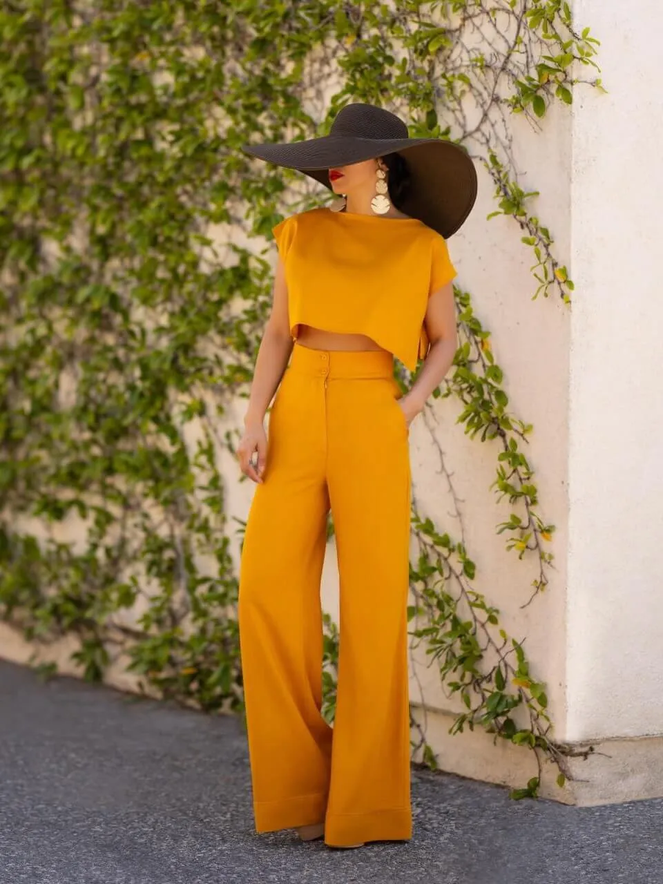 "Casa Del Mar" Yellow High Waist Wide Leg Pants