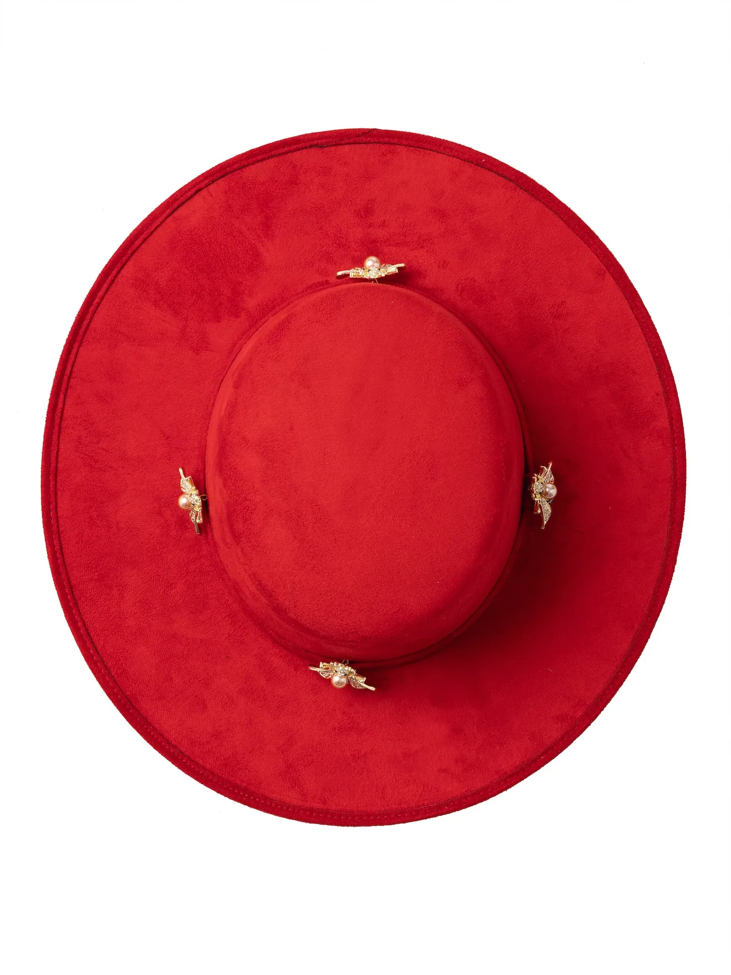 "Icon" Brown Embellished Wide Brim Hat