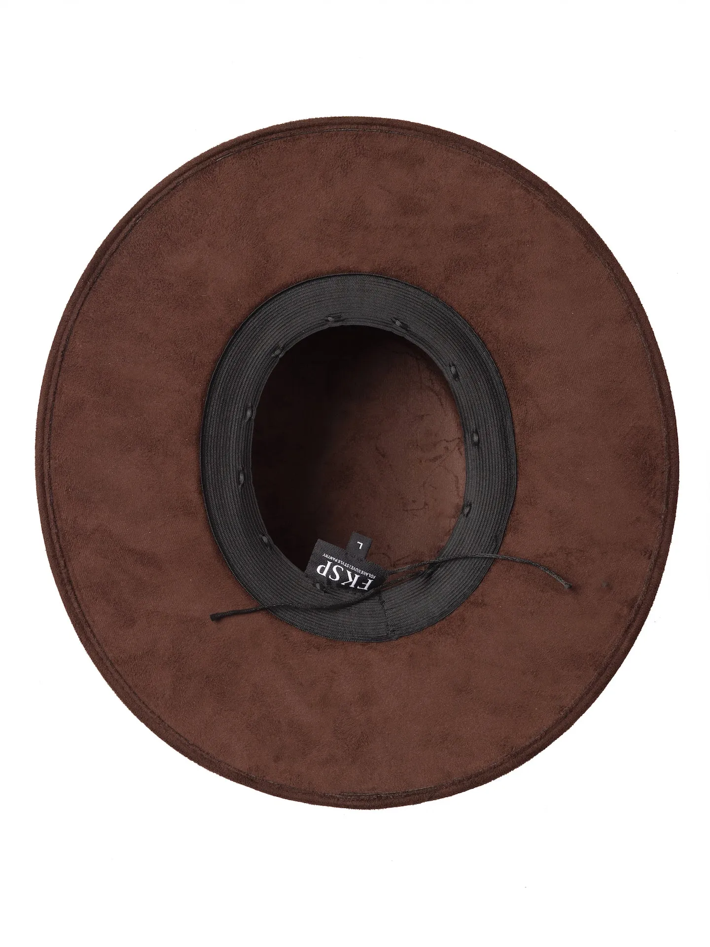 "Icon" Brown Embellished Wide Brim Hat