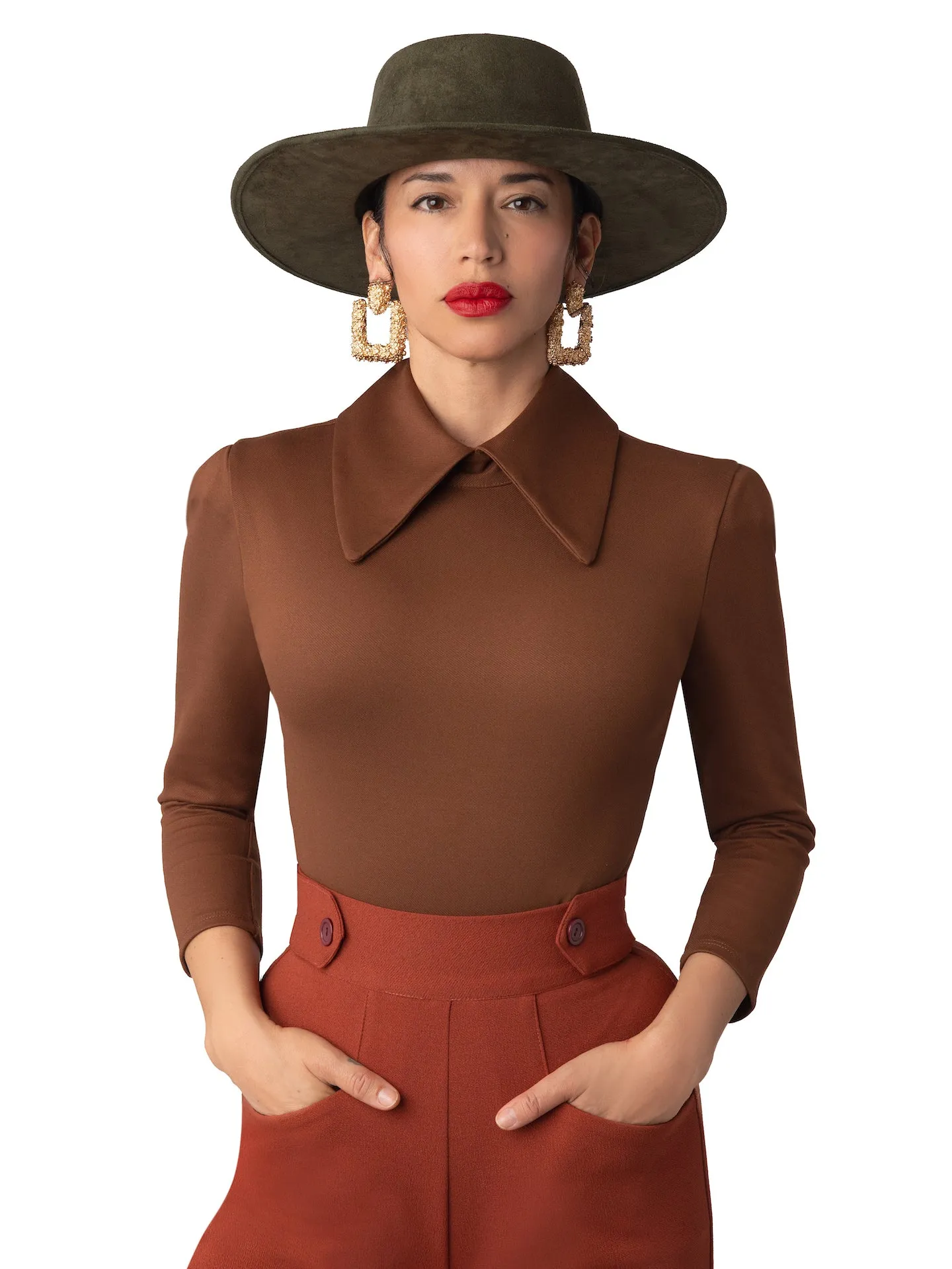 "Icon" Olive Embellished Wide Brim Hat