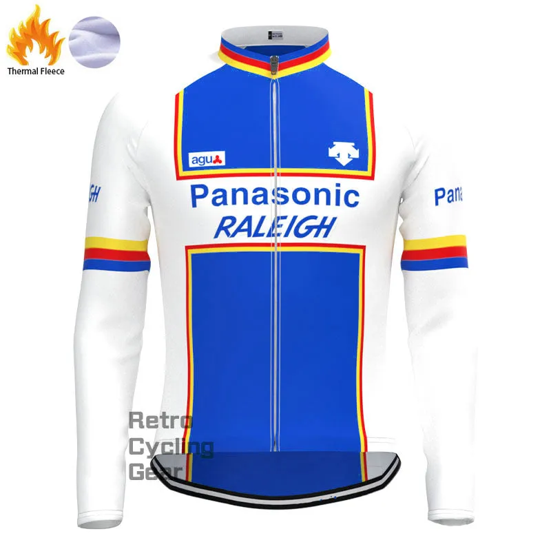 Raleigh Blue-Black Fleece Retro Long Sleeves Jerseys