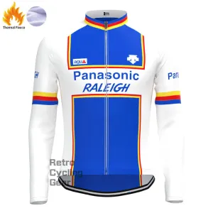 Raleigh Blue-Black Fleece Retro Long Sleeves Jerseys