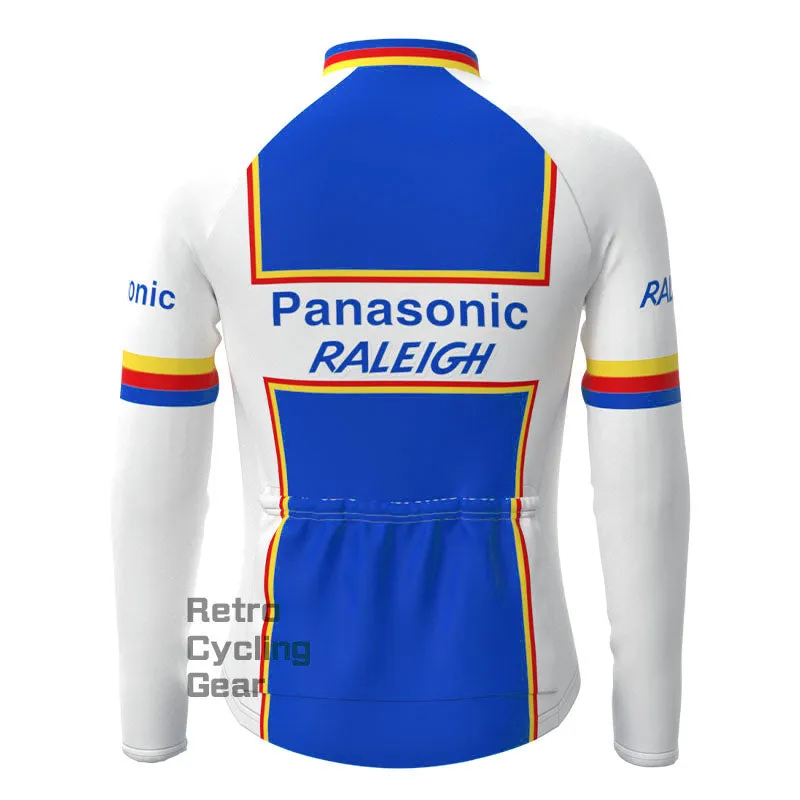Raleigh Blue-Black Fleece Retro Long Sleeves Jerseys