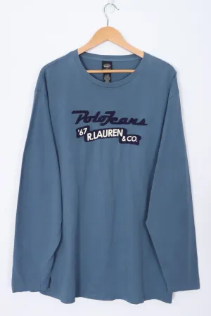 RALPH LAUREN POLO JEANS Spell Out Patch Logo Long Sleeve T-Shirt (XL)