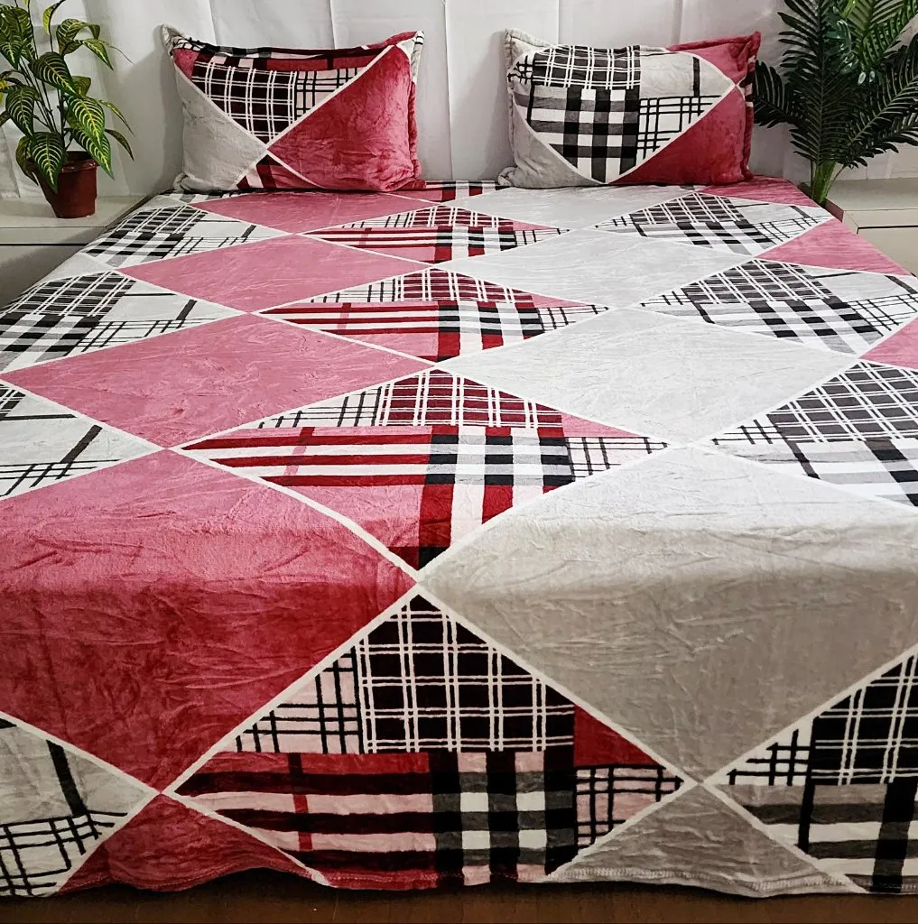Red Check Print Warm Bedsheet