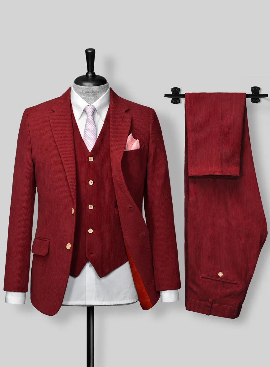 Red Corduroy 3 Piece Suit