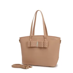 Ribbon Romance Tote Handbag with Rhinestones