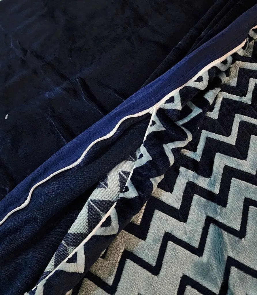 Royal Blue Zigzag Print Warm Duvet Cover