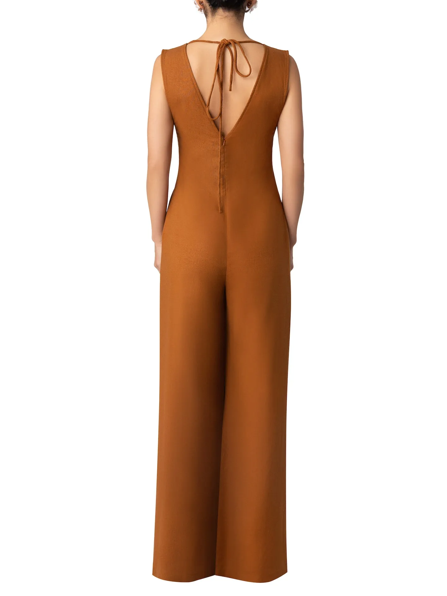 “Rue” Cognac Linen Jumpsuit