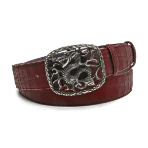 Rust Bacodor Mock Croc Dragon Plate Belt