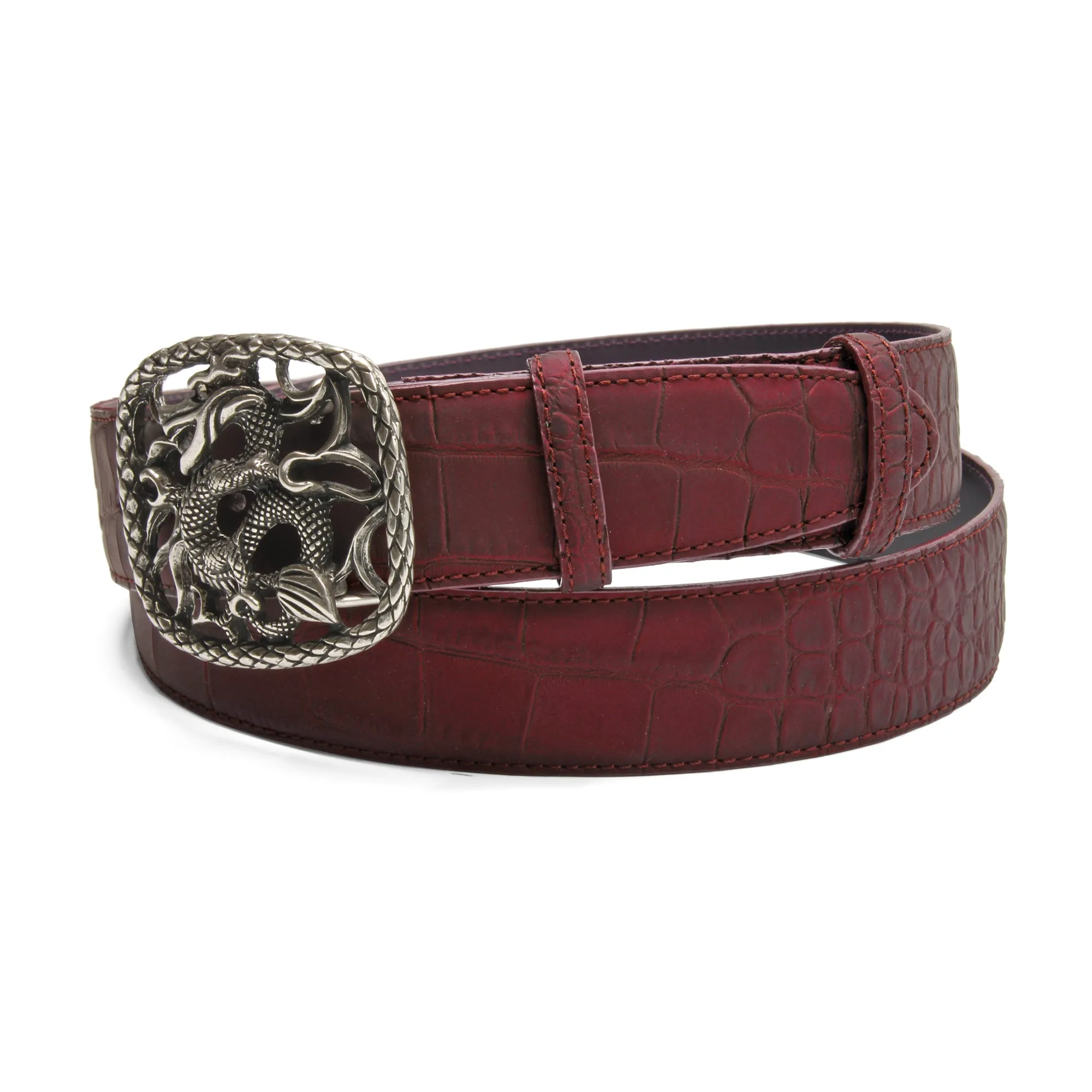 Rust Bacodor Mock Croc Dragon Plate Belt
