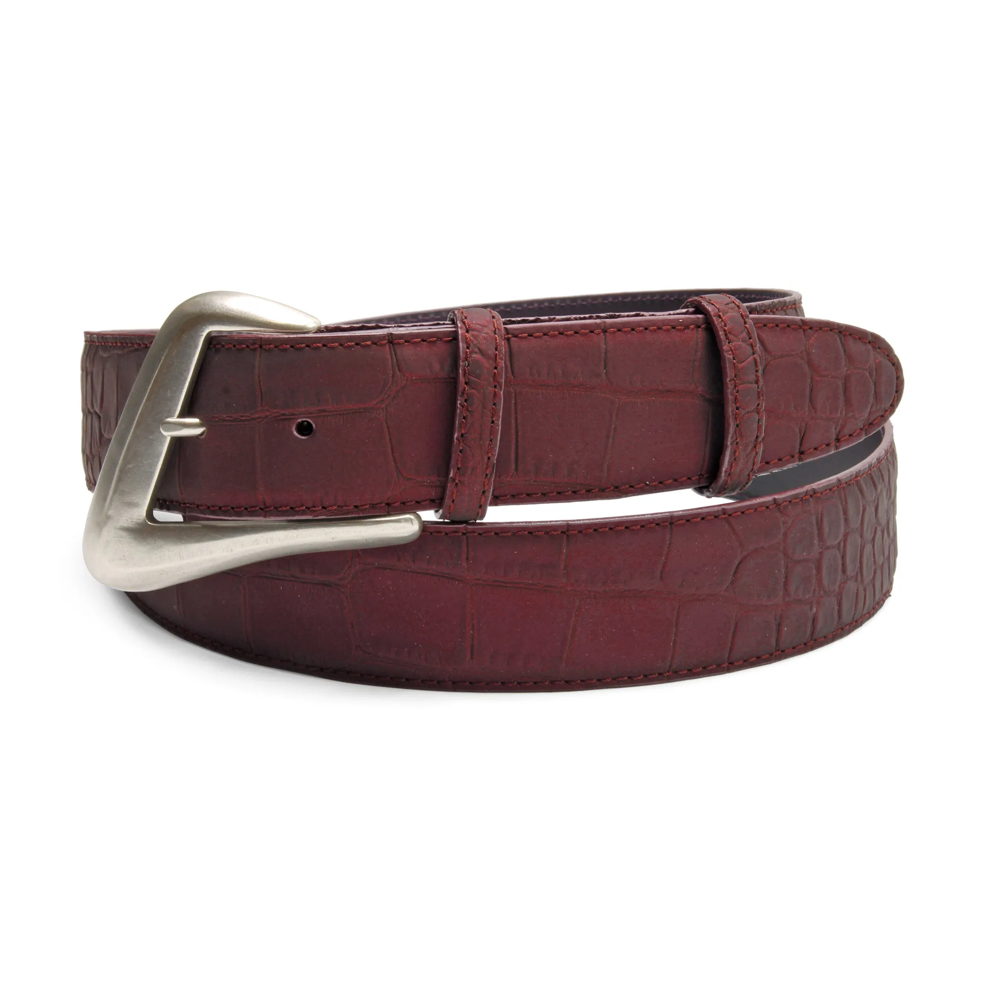 Rust Bacodor Mock Croc Swirl Prong Belt