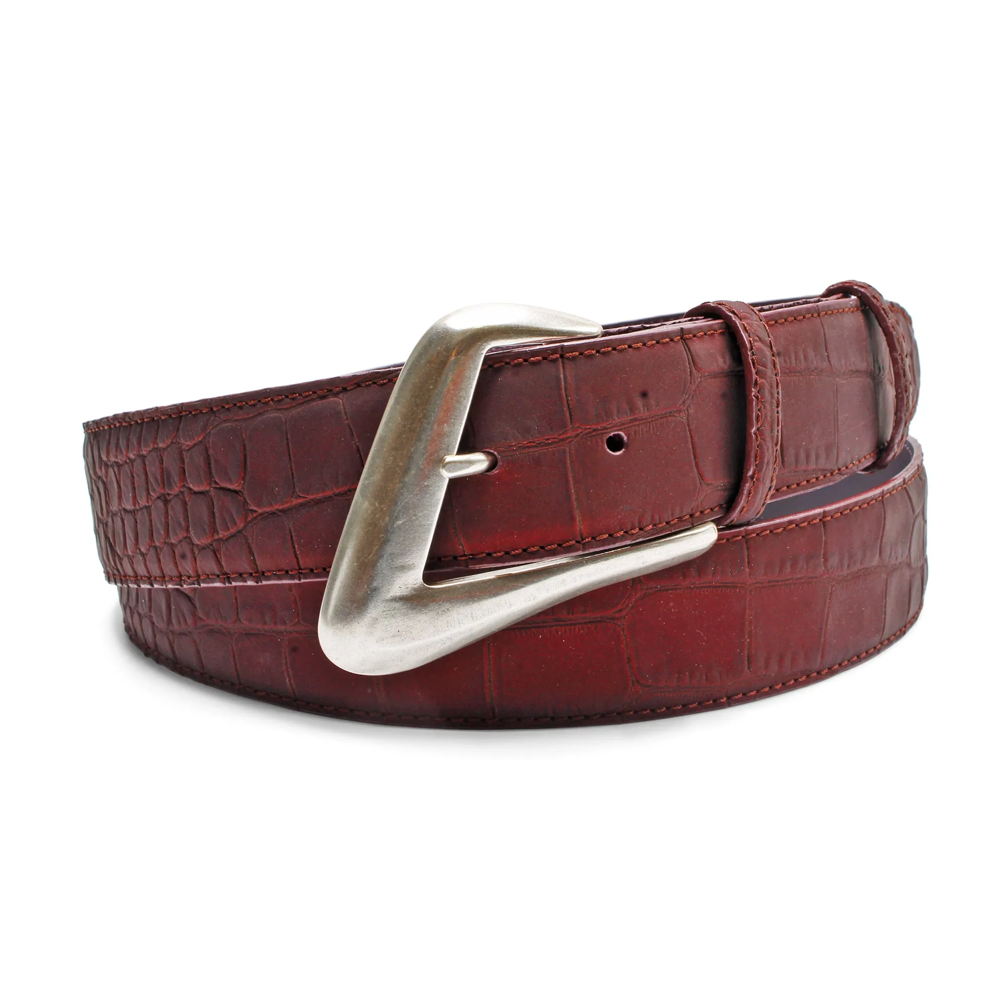 Rust Bacodor Mock Croc Swirl Prong Belt