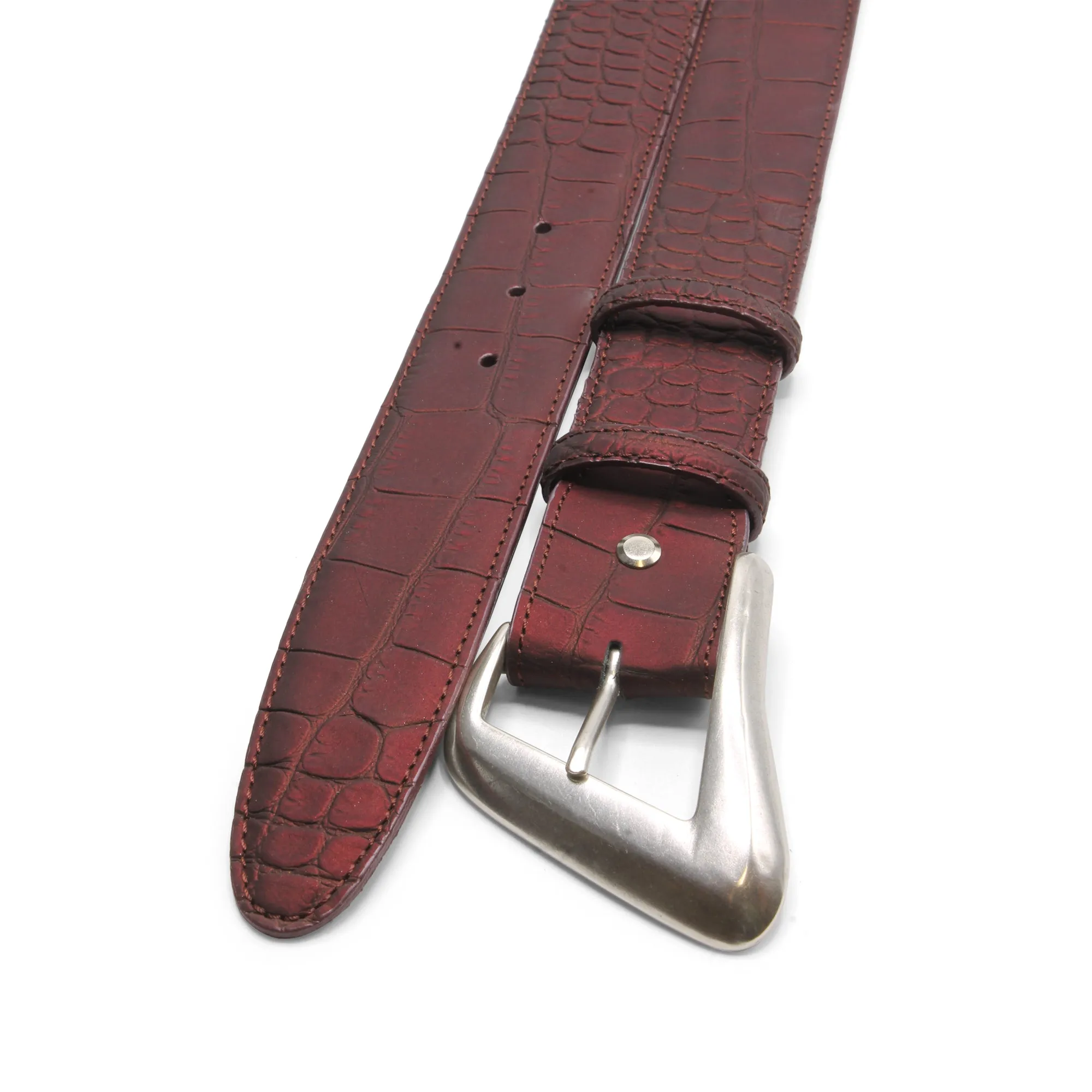 Rust Bacodor Mock Croc Swirl Prong Belt