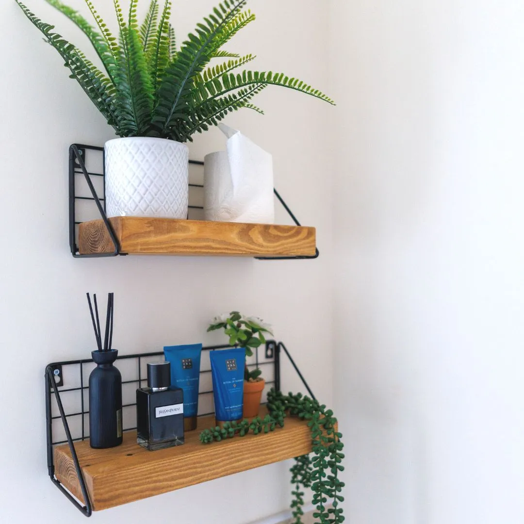 Rustic Wooden Mesh Wall Decor Shelf handcrafted in the UK