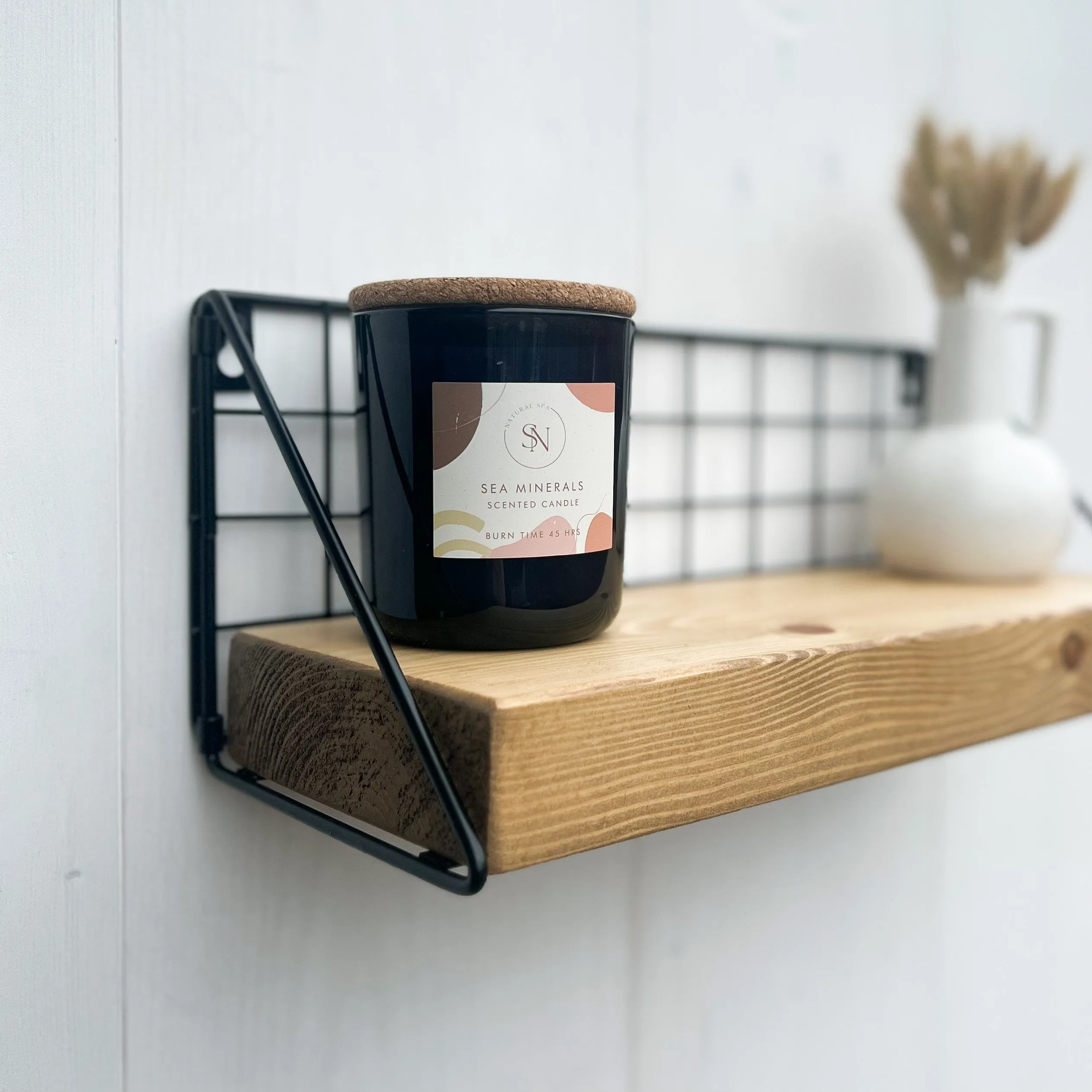 Rustic Wooden Mesh Wall Decor Shelf handcrafted in the UK