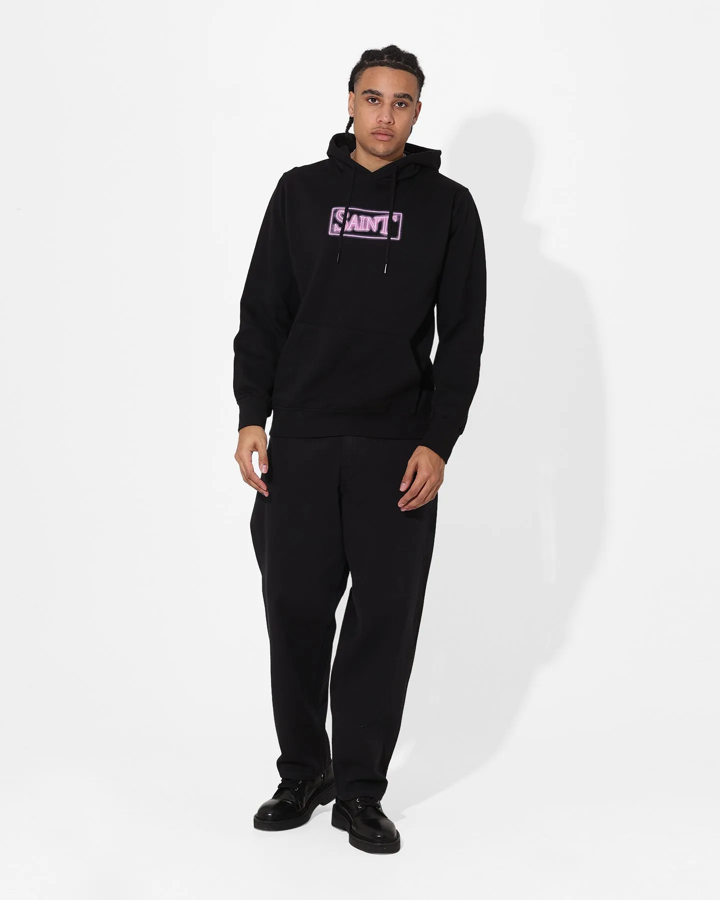 Saint Morta Neon Logo Hoodie Black
