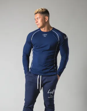 Script Logo Slim Fit Long Sleeve T-Shirt - Navy