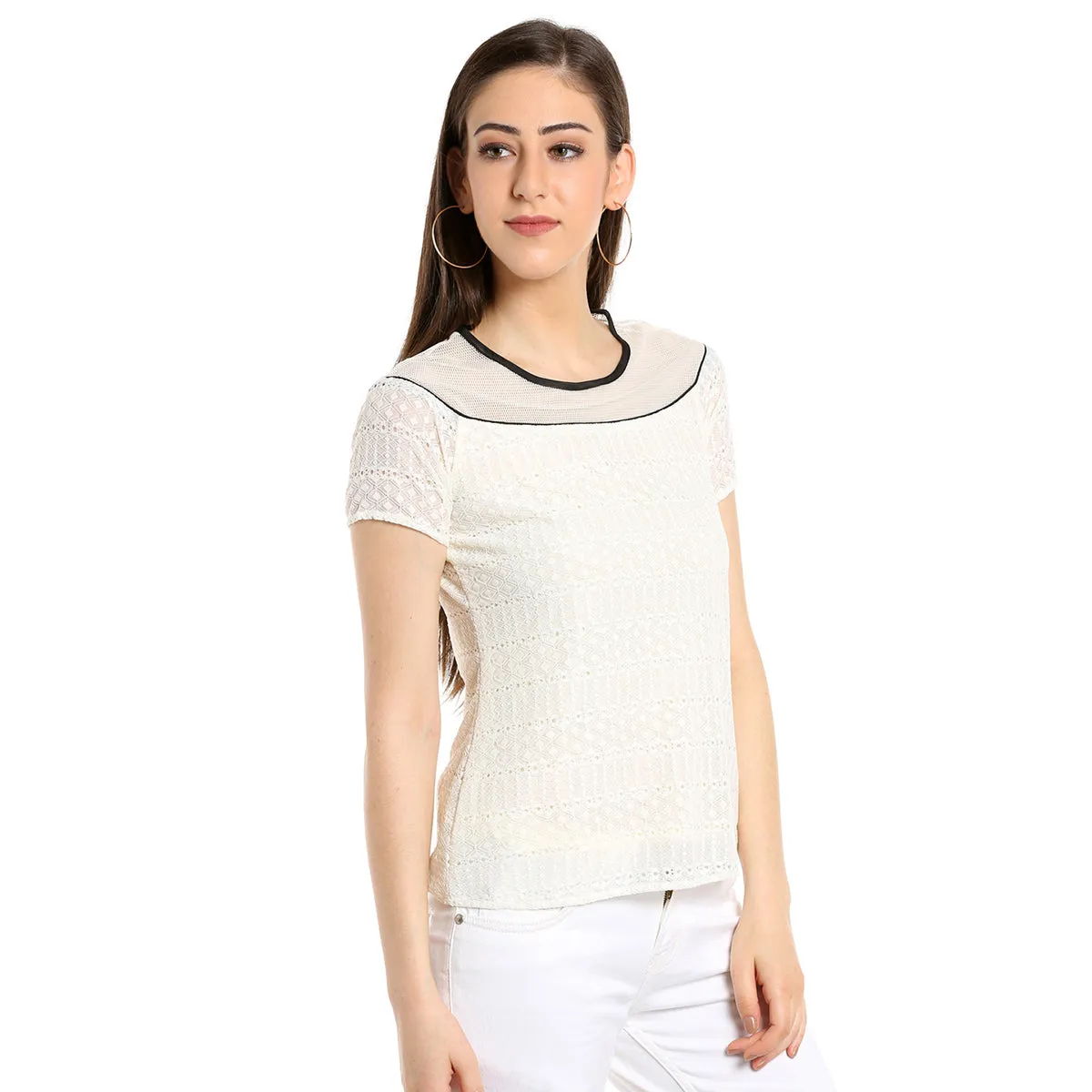 Self Pattern Cream top