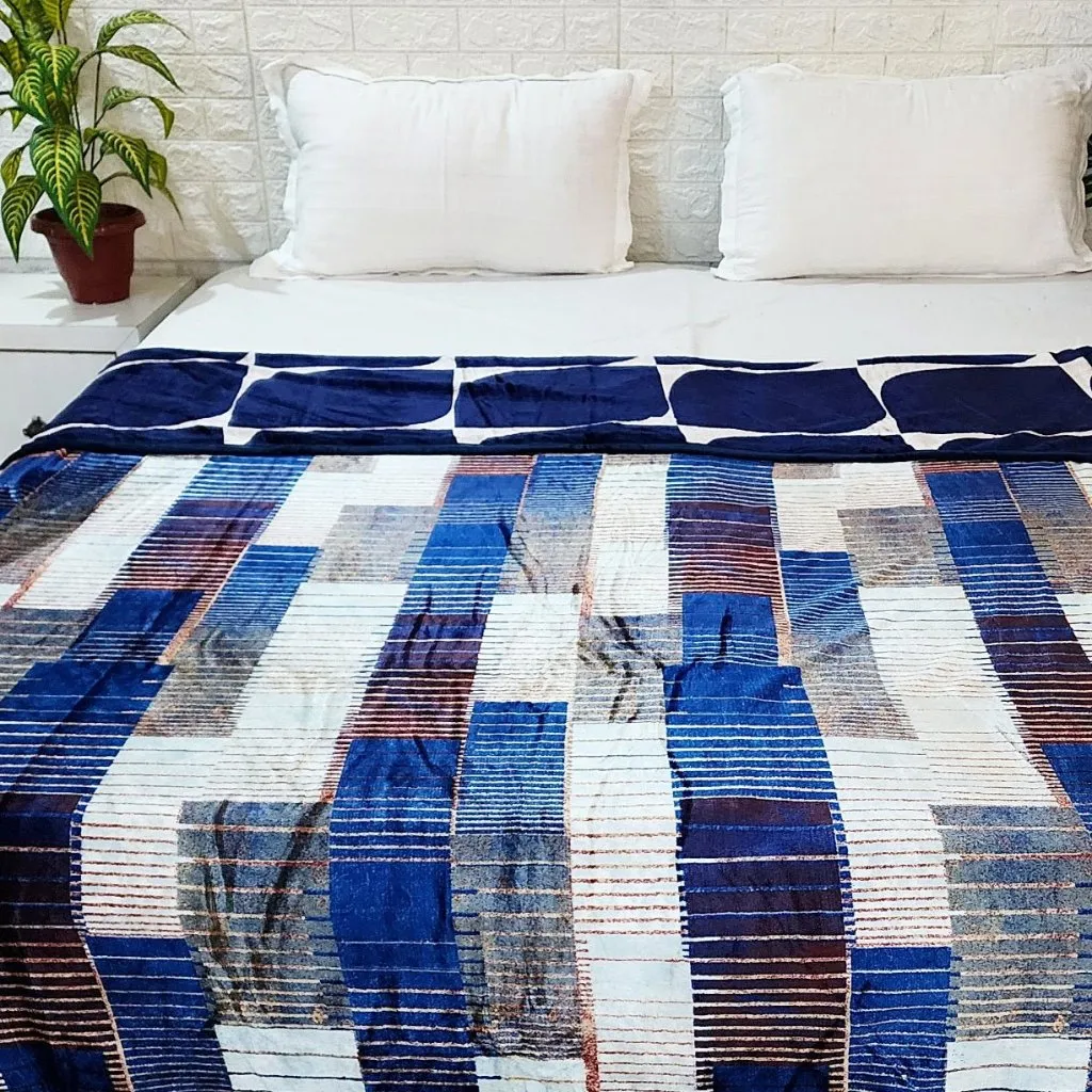 Shades of Blue Check Print Single Duvet Cover