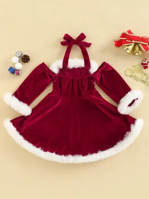 She's Just Magic Off-Shoulder Velvet Christmas Dress