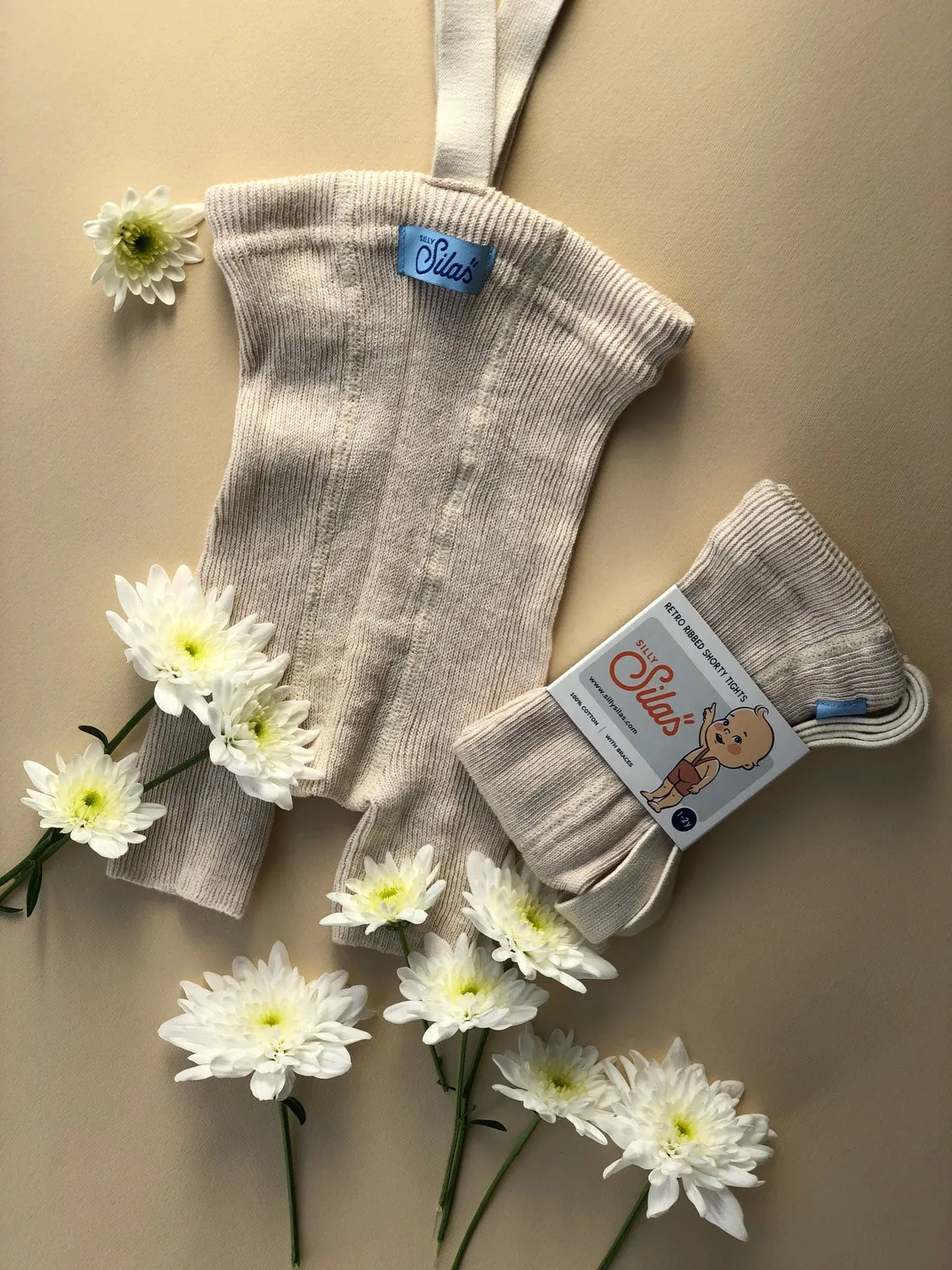 Silly Silas Shorty Tights With Braces - Cream Blend