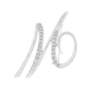 [Silver Initial Letter M] Plated Metal Lapel Pin