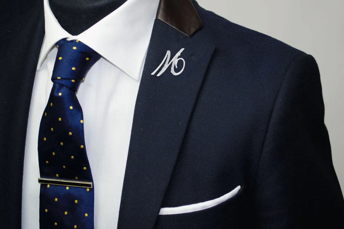 [Silver Initial Letter M] Plated Metal Lapel Pin
