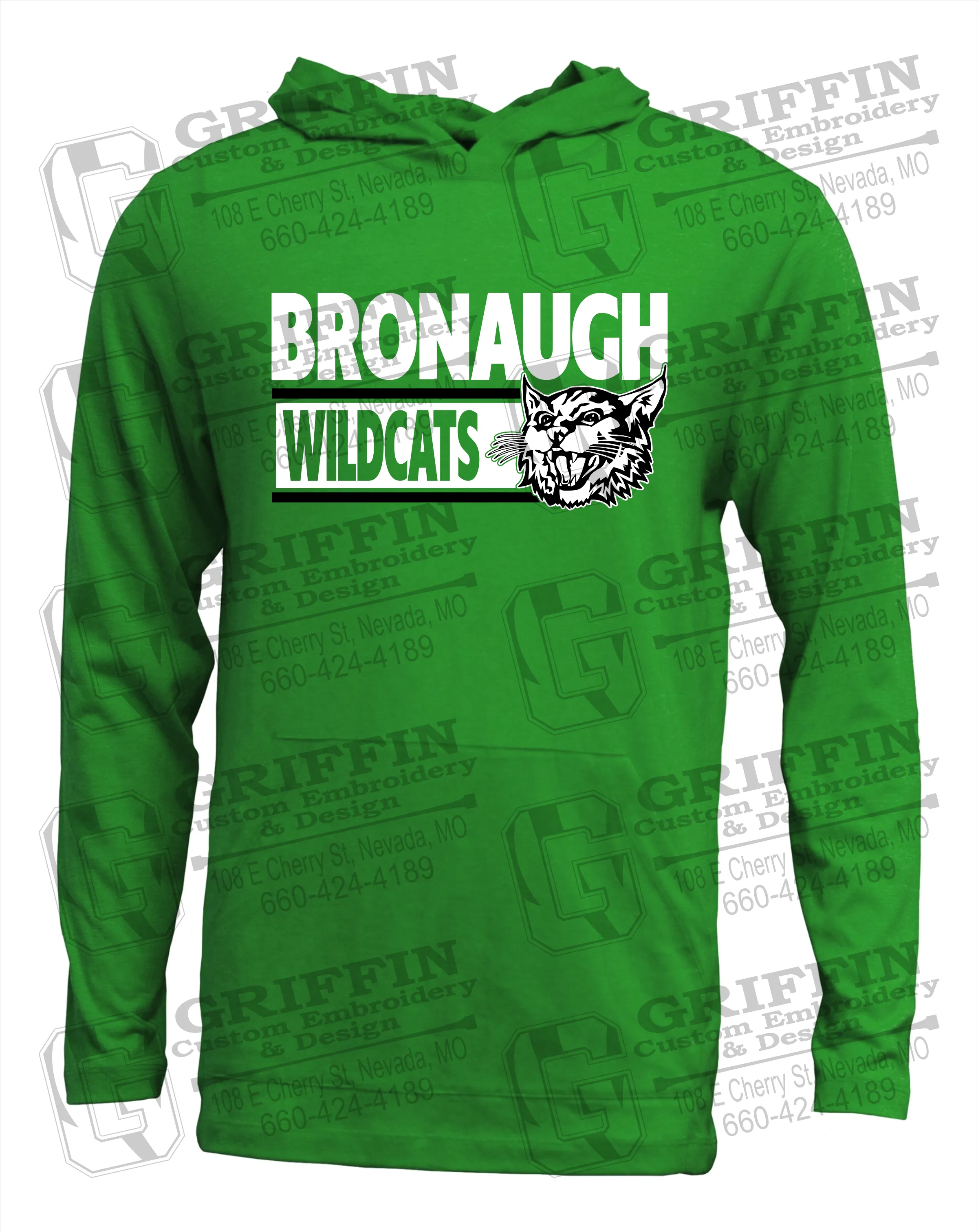 Soft-Tek T-Shirt Hoodie - Bronaugh Wildcats 24-B