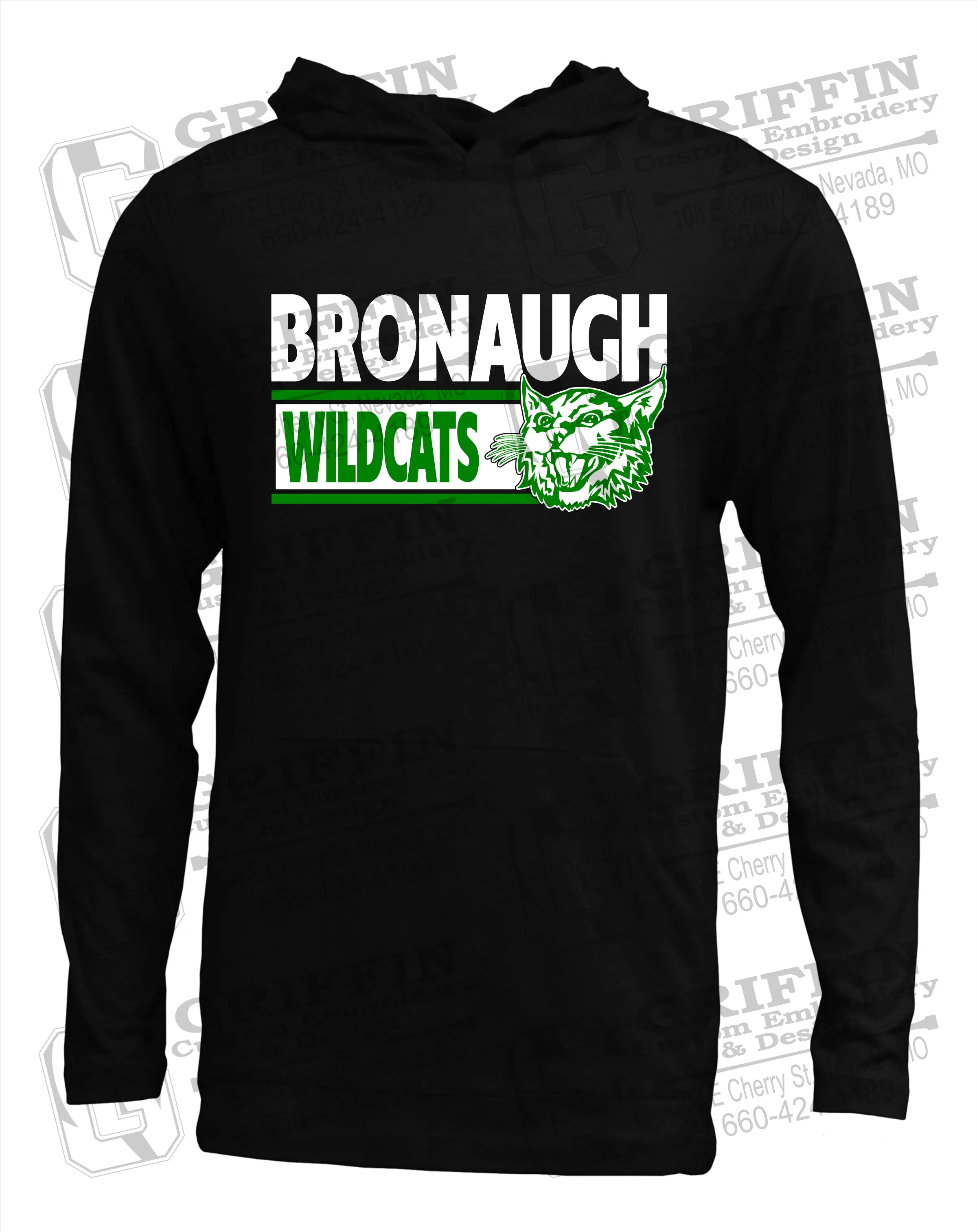 Soft-Tek T-Shirt Hoodie - Bronaugh Wildcats 24-B