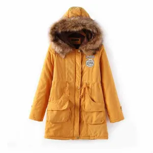 Solid Faux Fur Hooded Jacket For Women