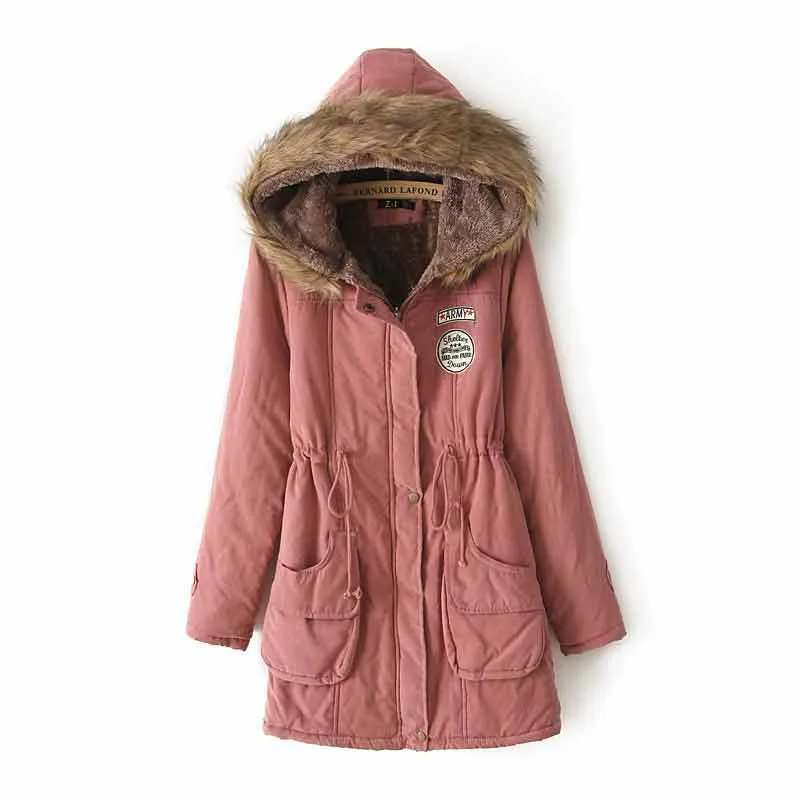 Solid Faux Fur Hooded Jacket For Women
