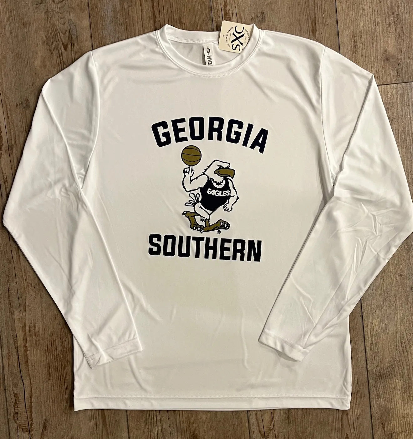 Strutting Eagle BASKETBALL Long Sleeve Performance Tee - White