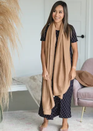 Taupe Knit Stitched Scarf - FINAL SALE